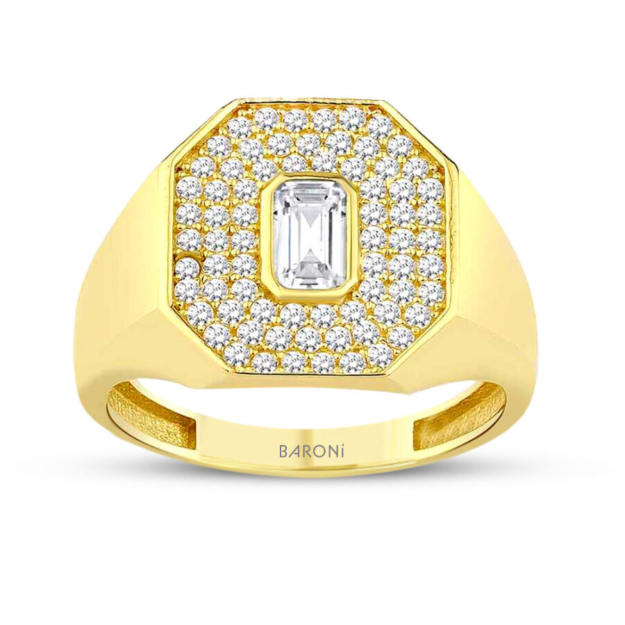 Altın Baget Şövalye Yüzük - Baroni Diamond