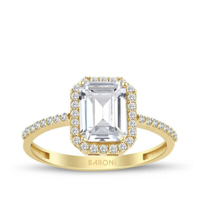 Altın Baget Yüzük - Baroni Diamond