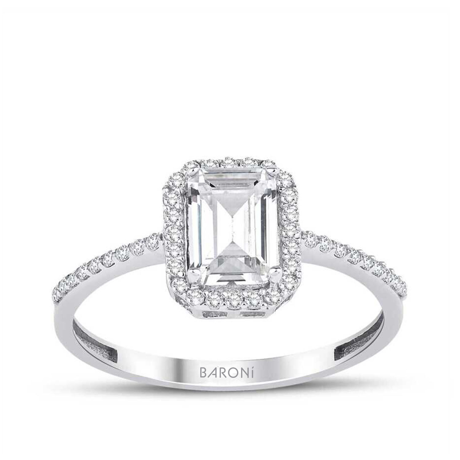 Altın Baget Tektaş Tasarım Yüzük - Baroni Diamond