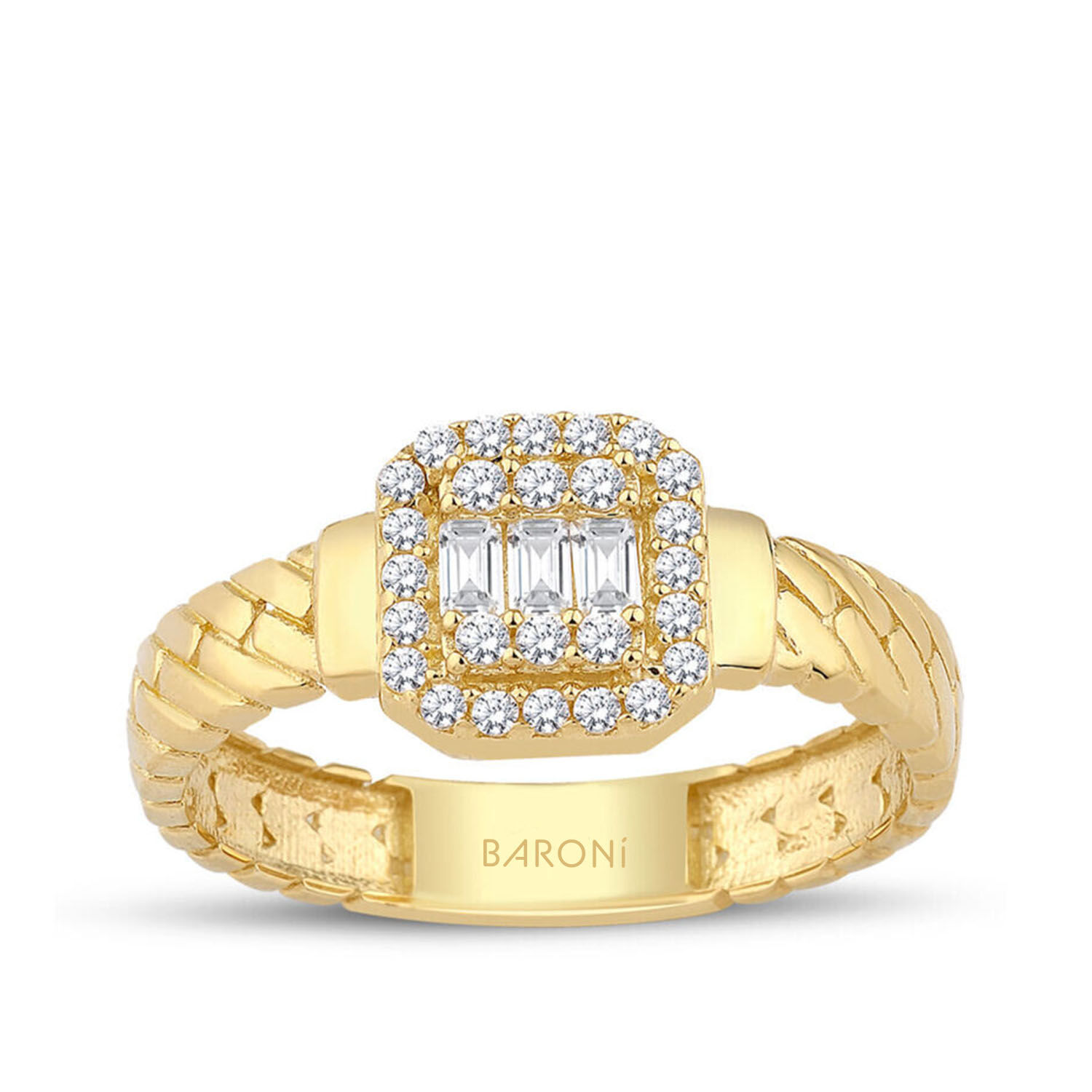 Altın Baget Yüzük - Baroni Diamond