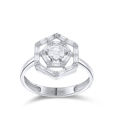 Altın Baget Yüzük - Baroni Diamond