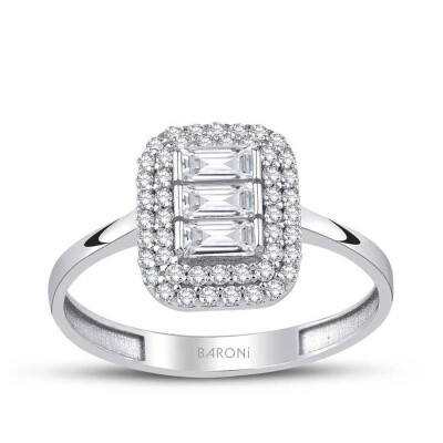 Altın Baget Yüzük - Baroni Diamond