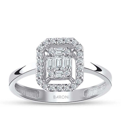 Altın Baget Yüzük - Baroni Diamond