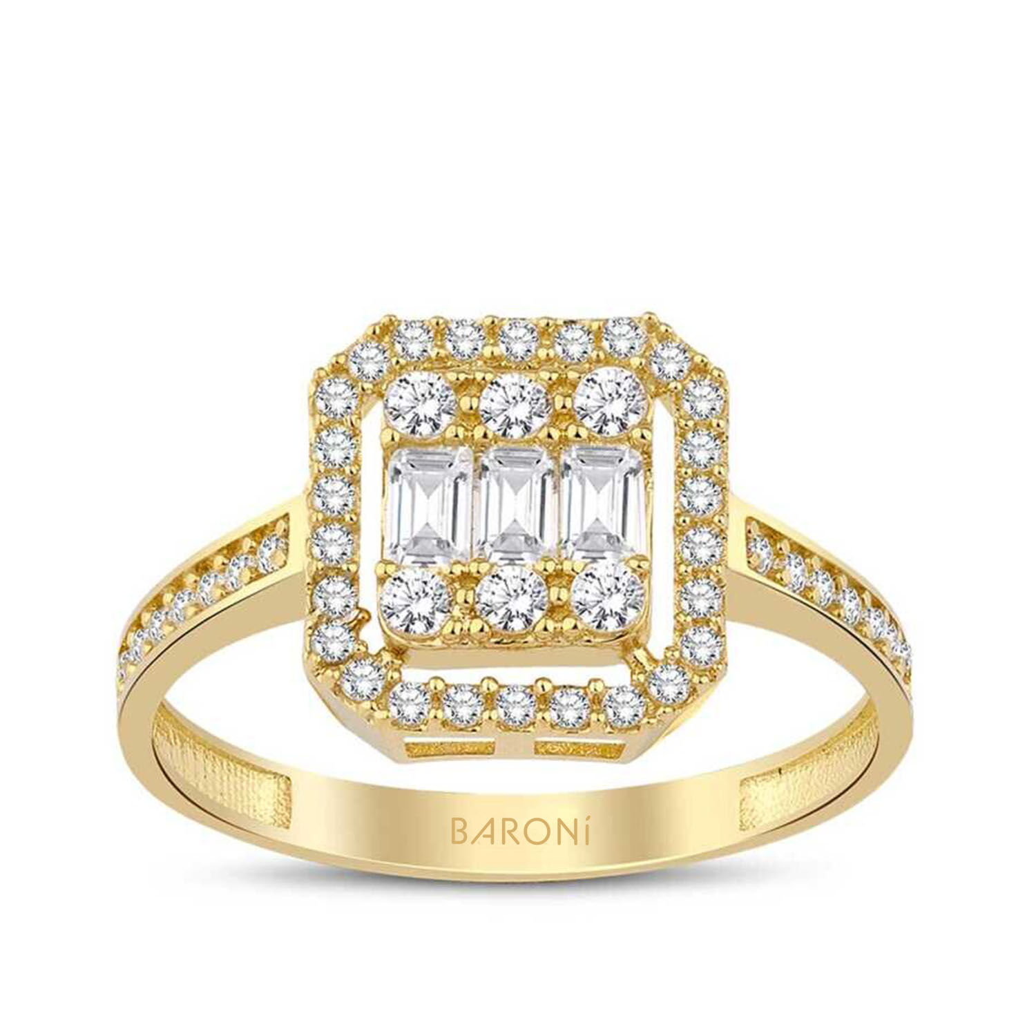 Altın Baget Yüzük - Baroni Diamond
