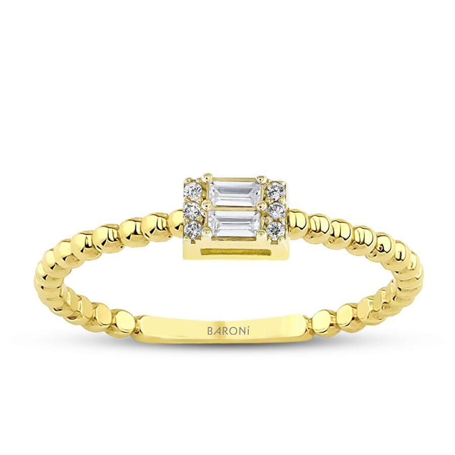 Altın Baget Yüzük - Baroni Diamond