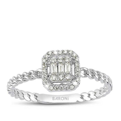 Altın Baget Yüzük - Baroni Diamond