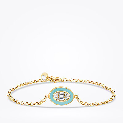 Altın Bagetli Mavi Mineli Bileklik - 1