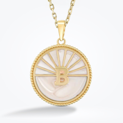 Altın Beyaz Mineli Harf Kolye 