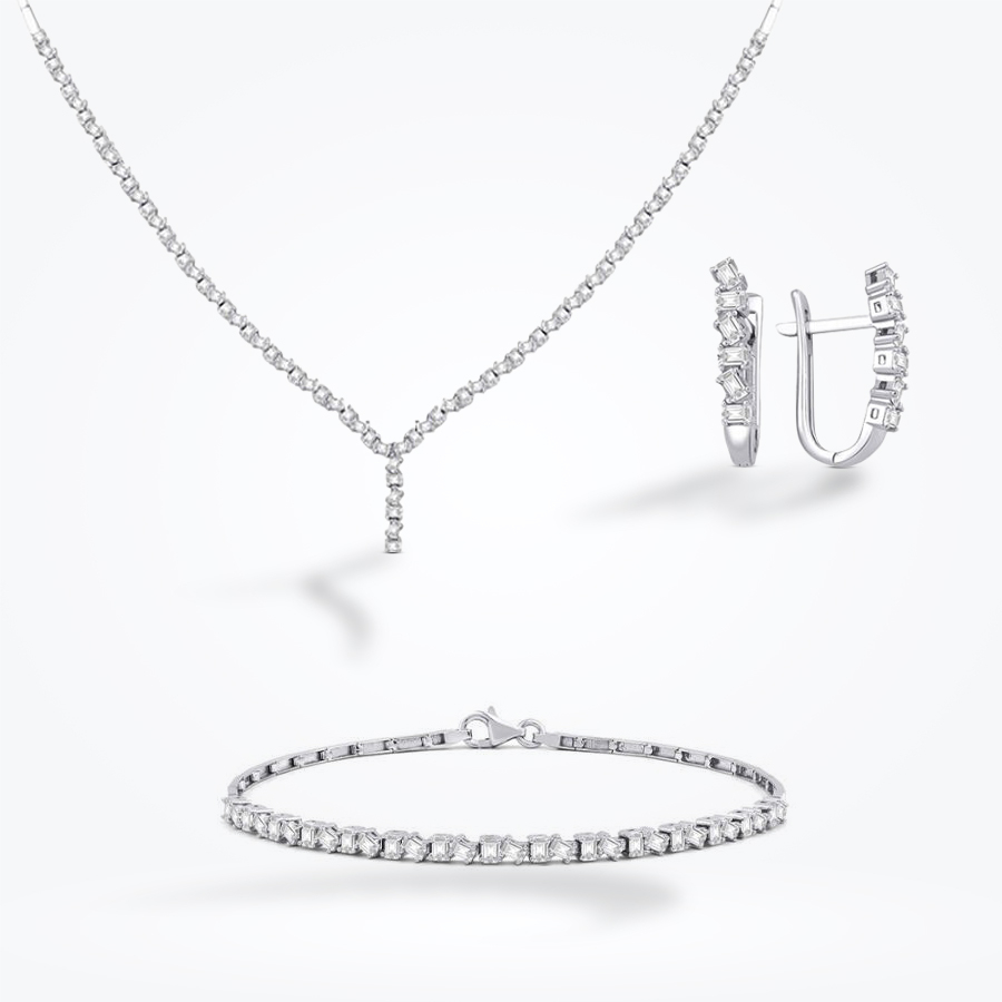 Altın Çapraz Baget Düğün Seti - Baroni Diamond