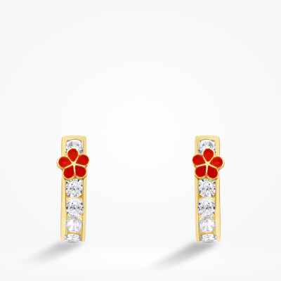 Altın Çiçek Taşlı Çocuk Küpe - 2