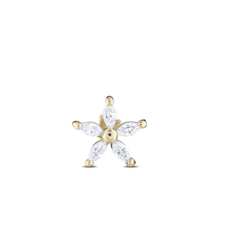 Altın Çiçek Tragus Kıkırdak Küpe