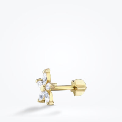 Altın Çiçek Tragus Kıkırdak Küpe - 2
