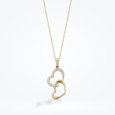 Altın Çift Kalp Kolye - Baroni Diamond (1)