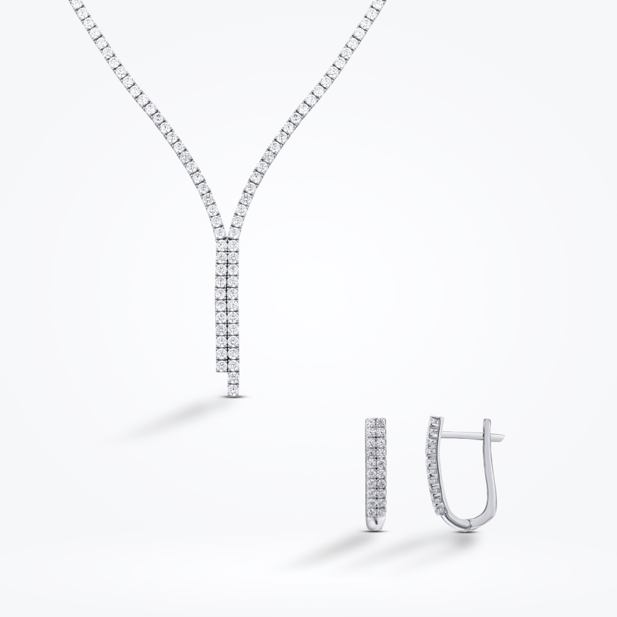 Altın Çift Sıra Taşlı Set - Baroni Diamond