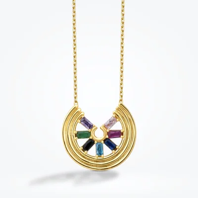 Altın Çok Renkli Taşlı Kolye - Baroni Diamond (1)