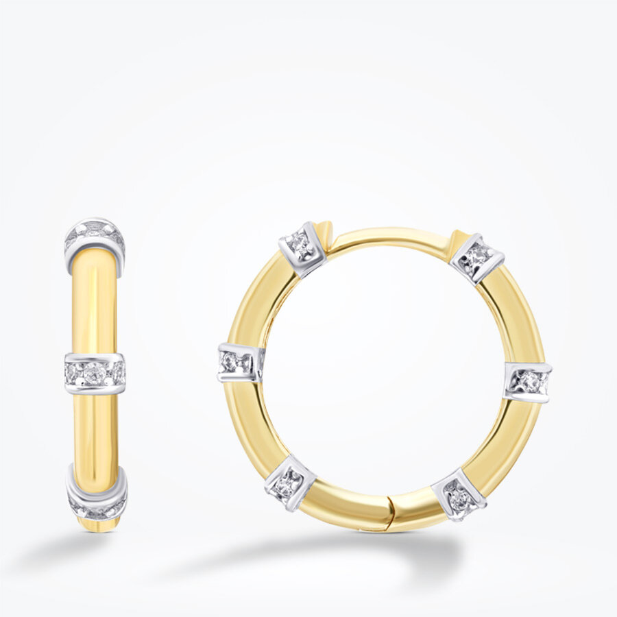 Altın Çok Taşlı Halka Küpe - Baroni Diamond