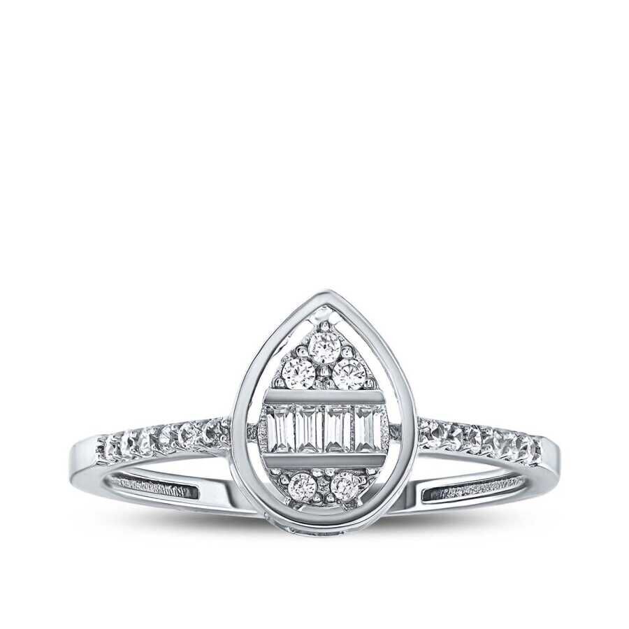 Altın Damla Baget Yüzük - Baroni Diamond