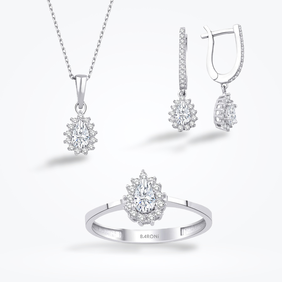Altın Damla Taşlı Set - Baroni Diamond