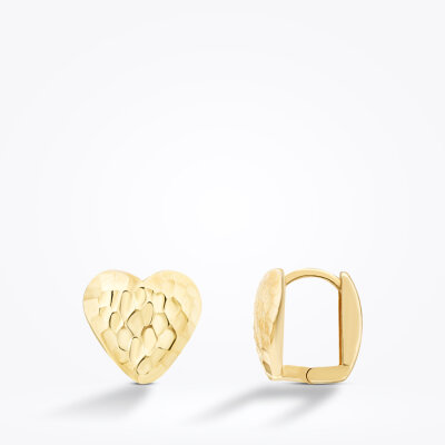 Altın Desenli Kalp Küpe - 1