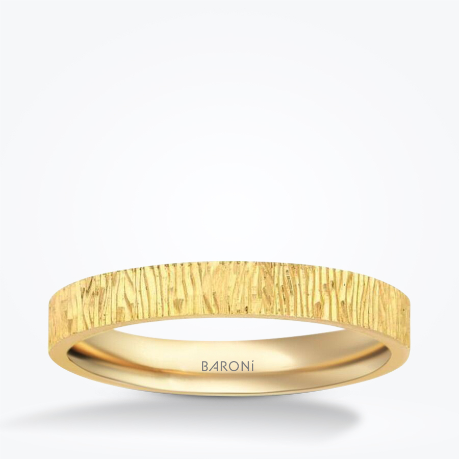 Altın Desenli Klasik Alyans - Baroni Diamond