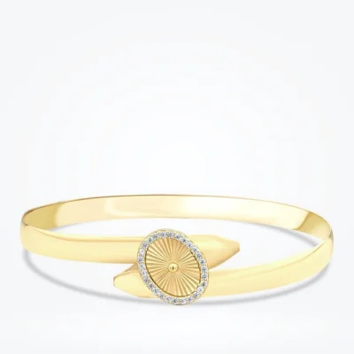 Altın Efektli Taşlı Düğme Kelepçe - 1