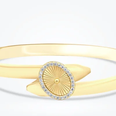 Altın Efektli Taşlı Düğme Kelepçe - 2