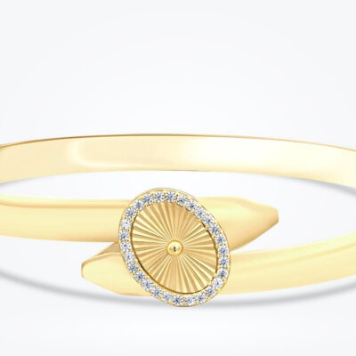 Altın Efektli Taşlı Düğme Kelepçe - Baroni Diamond (1)