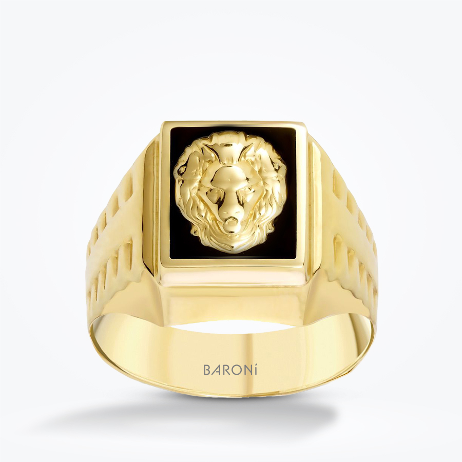 Altın Erkek Aslan Yüzük - Baroni Diamond