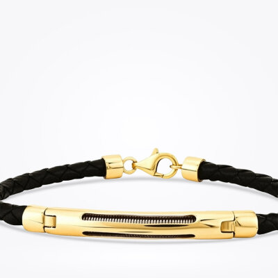 Altın Erkek Deri Bileklik - 2