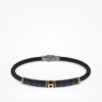 Altın Erkek Deri Bileklik - 1