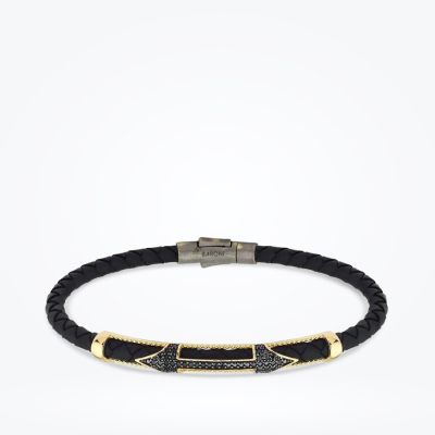 Altın Erkek Deri Bileklik - 1