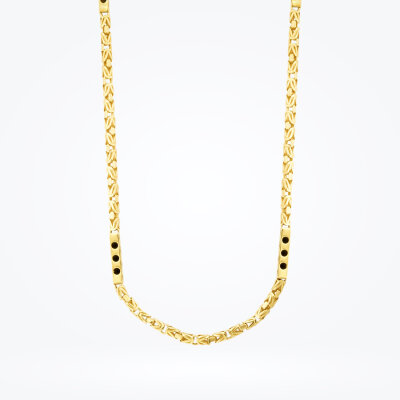 Altın Erkek Siyah Motifli Kral Zincir - 2