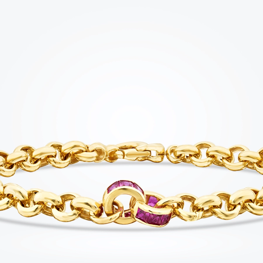 Altın Fuşya Kalın Zincir Bileklik - 2
