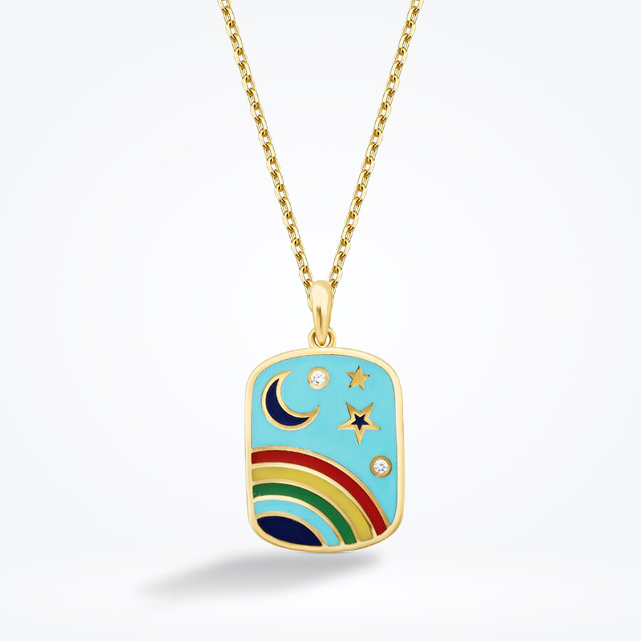 Altın Gökkuşağı Kolye - Baroni Diamond