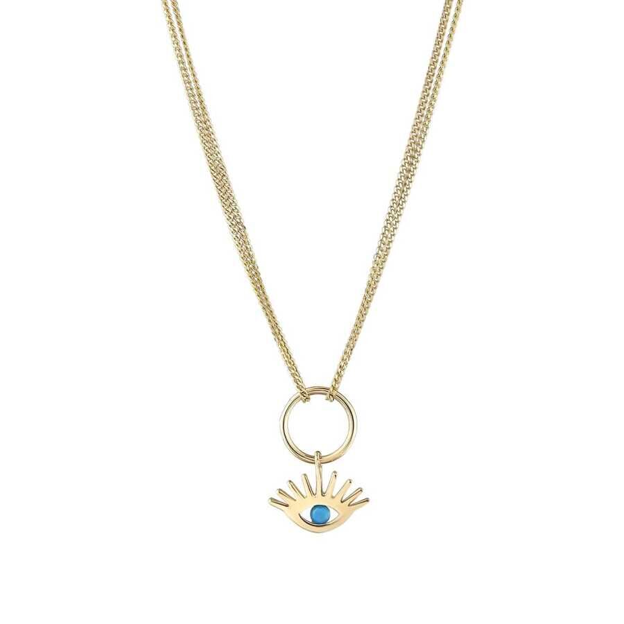 Altın Mavi Göz Choker