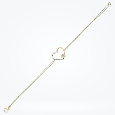 Altın Kalp Papatya Bileklik - 1