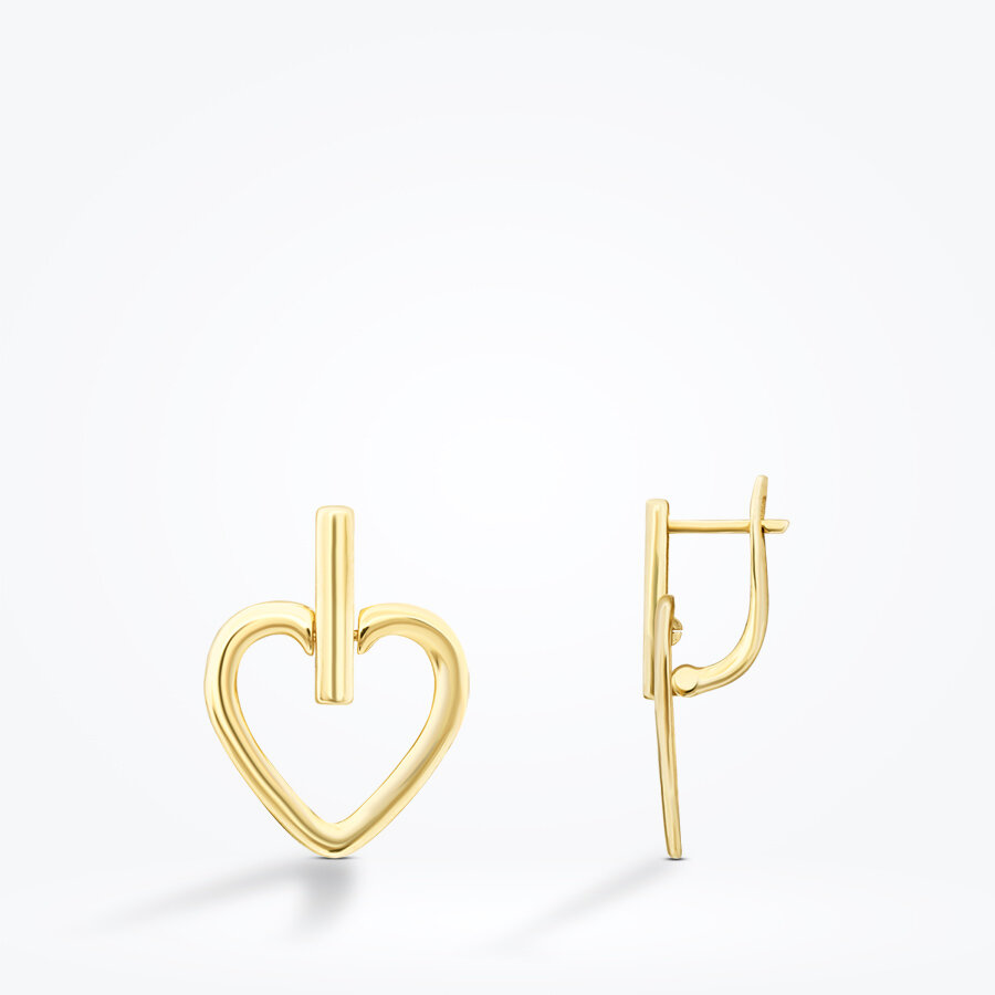 Altın Kalp Şekilli Küpe - Baroni Diamond