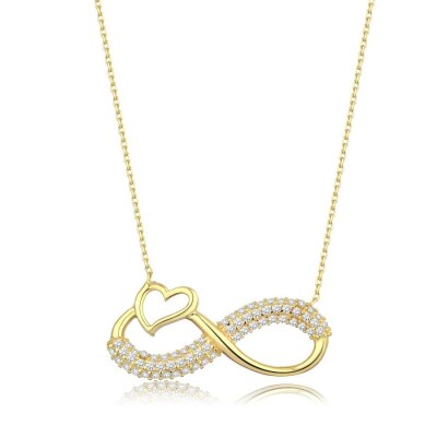 Altın Kalp Sonsuzluk Trend Kolye - 1