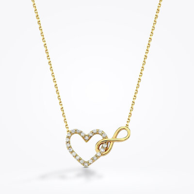 Altın Kalp Sonsuzluk Trend Kolye - Baroni Diamond (1)