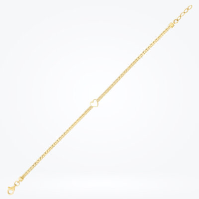 Altın Kalpli Balık Sırtı Zincir Bileklik - 1