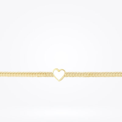 Altın Kalpli Balık Sırtı Zincir Bileklik - Baroni Diamond (1)