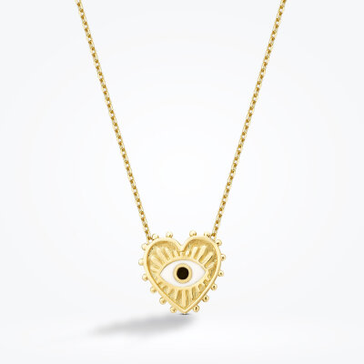 Altın Kalpli Göz Kolye - 1