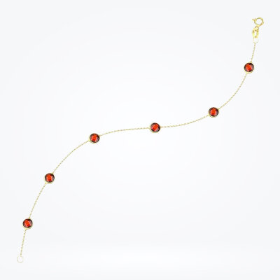 Altın Kırmızı Taşlı Bileklik - 1