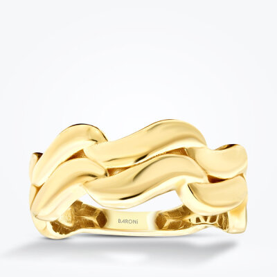 Altın Kıvrımlı Trend Yüzük - 1