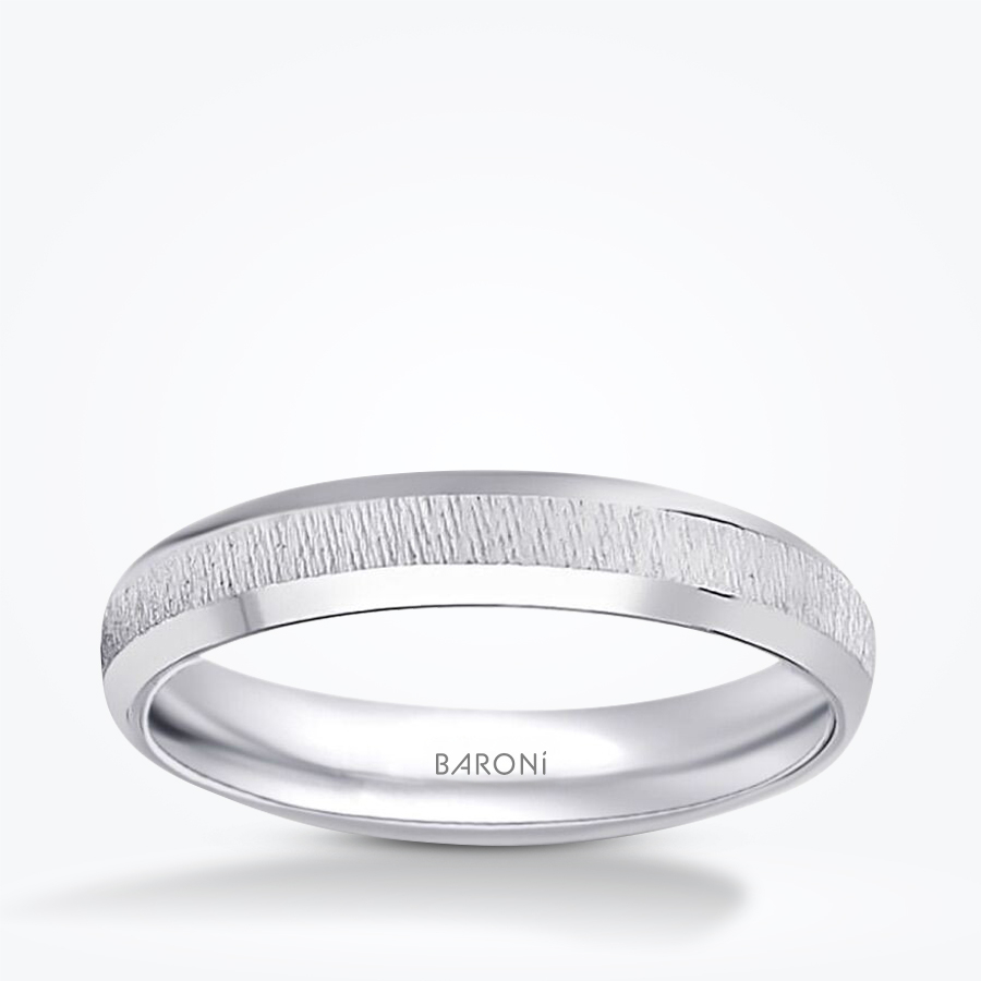 Altın Klasik Beyaz Alyans - Baroni Diamond