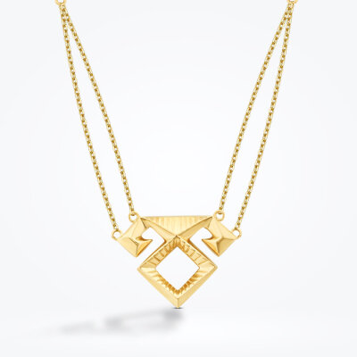 Altın Koçboynuzu Motifli Trend Kolye - 1