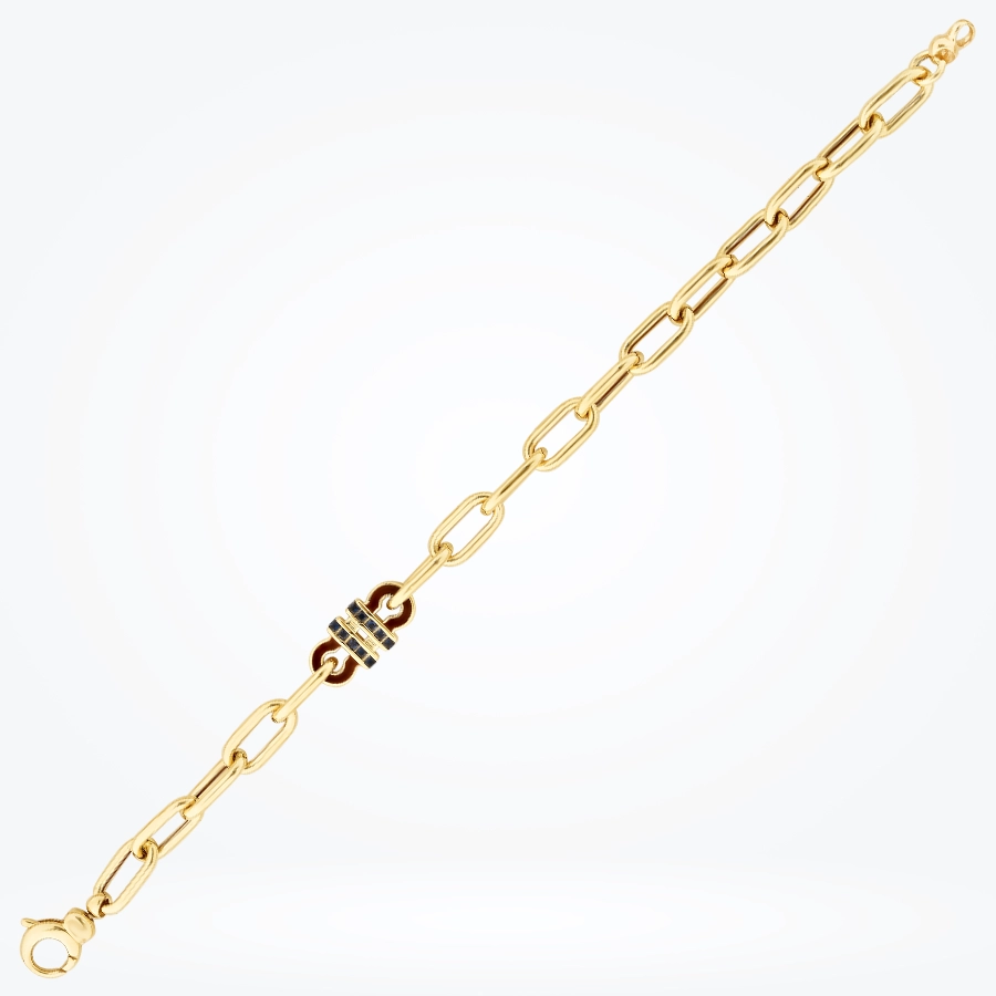 Altın Lacivert Taşlı Trend Zincir Bileklik - 1