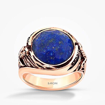 Altın Lapis Lazuli Erkek Yüzük - 1