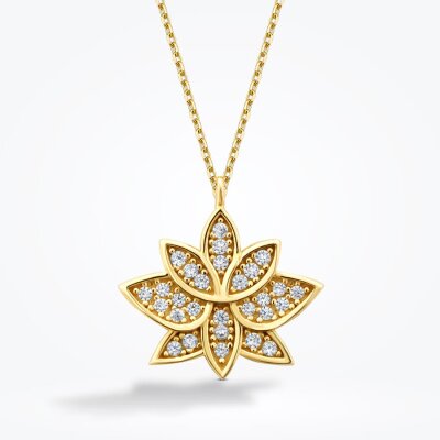 Altın Lotus Trend Kolye - 2