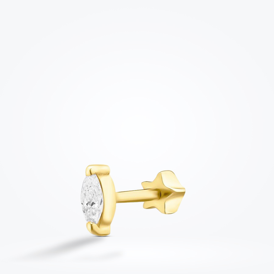 Altın Markiz Tragus Küpe - Baroni Diamond